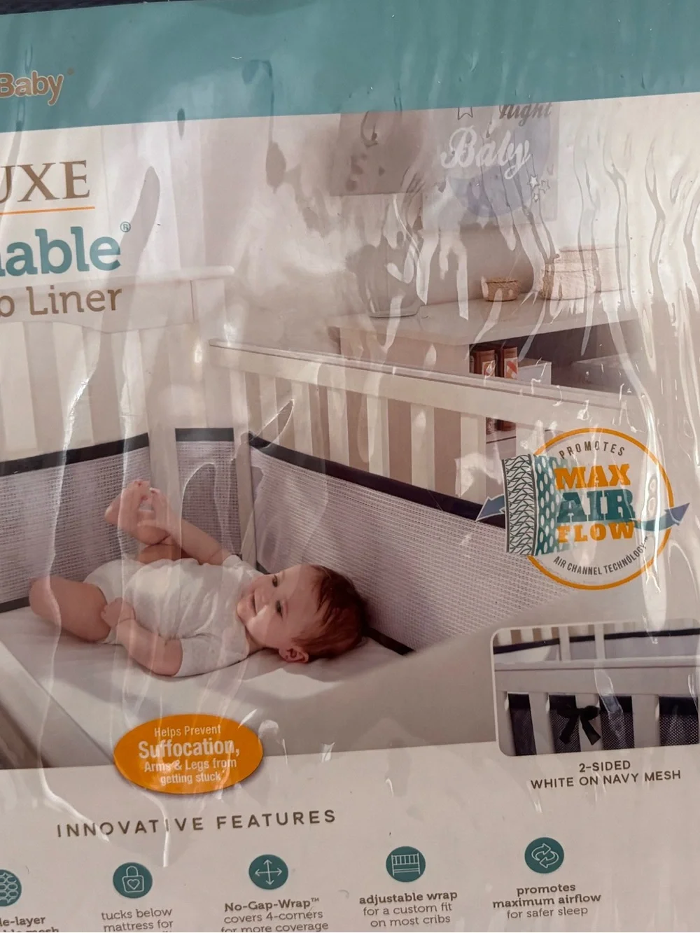 Deluxe Breathable Mesh Crib Liner - New